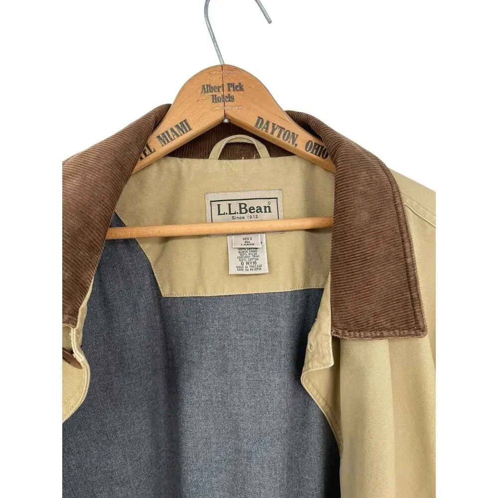 Vintage LL Bean Chore Barn Coat Corduroy Collar Flannel Lined Men’s Size Large